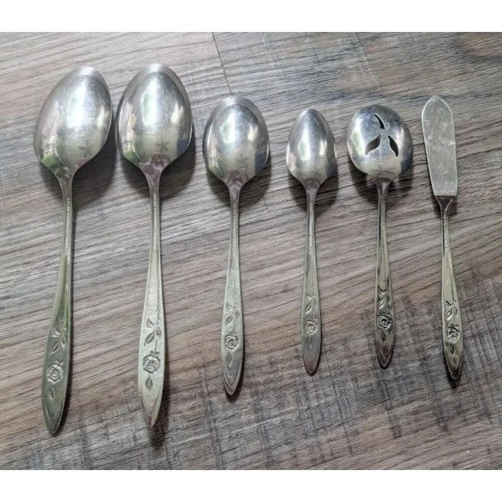 6 Pc Oneida Community Stainless Spoons Spreader My Rose Vintage